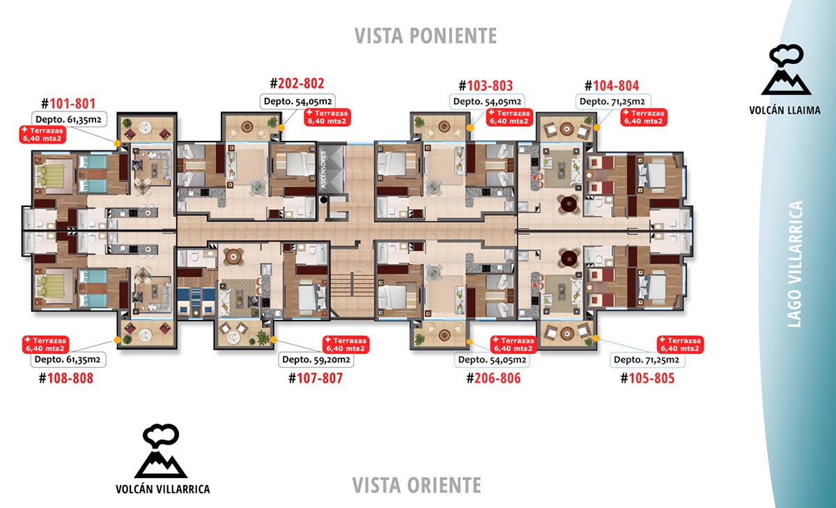 Condominio Altos de Villarrica. 64 departamentos en venta. inversión inmobiliaria